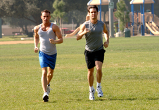 Brad Benton and Justin Wells:Athlete, Friend, Team mates, Locker Room, Shower, Athletic, Big load, Bubble butt, Cum on stomach, Kissing, Lean, Masculine, Muscular, Rimming, Shaved, Short hair, Smooth, Tattoos, Tight ass